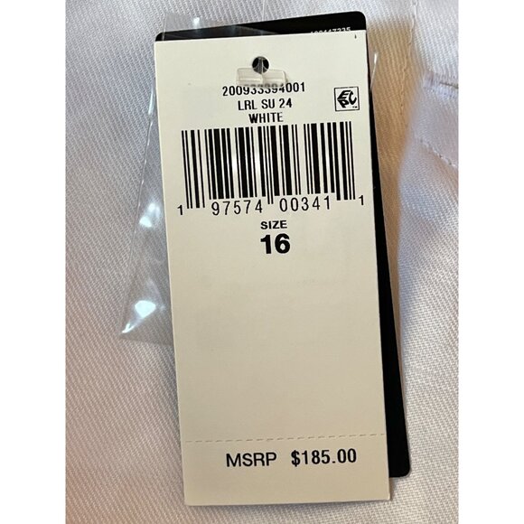 Lauren Ralph Lauren Womens Sz 16 White Wide Leg Trousers Linen Blend Side Button - Picture 6 of 12